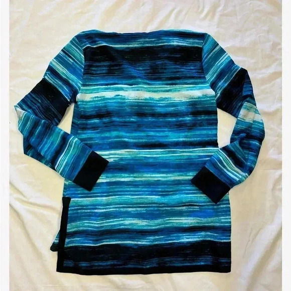 Calvin Klein Button  Down Striped Hi Lo Blouse Size Small - Picture 7 of 10